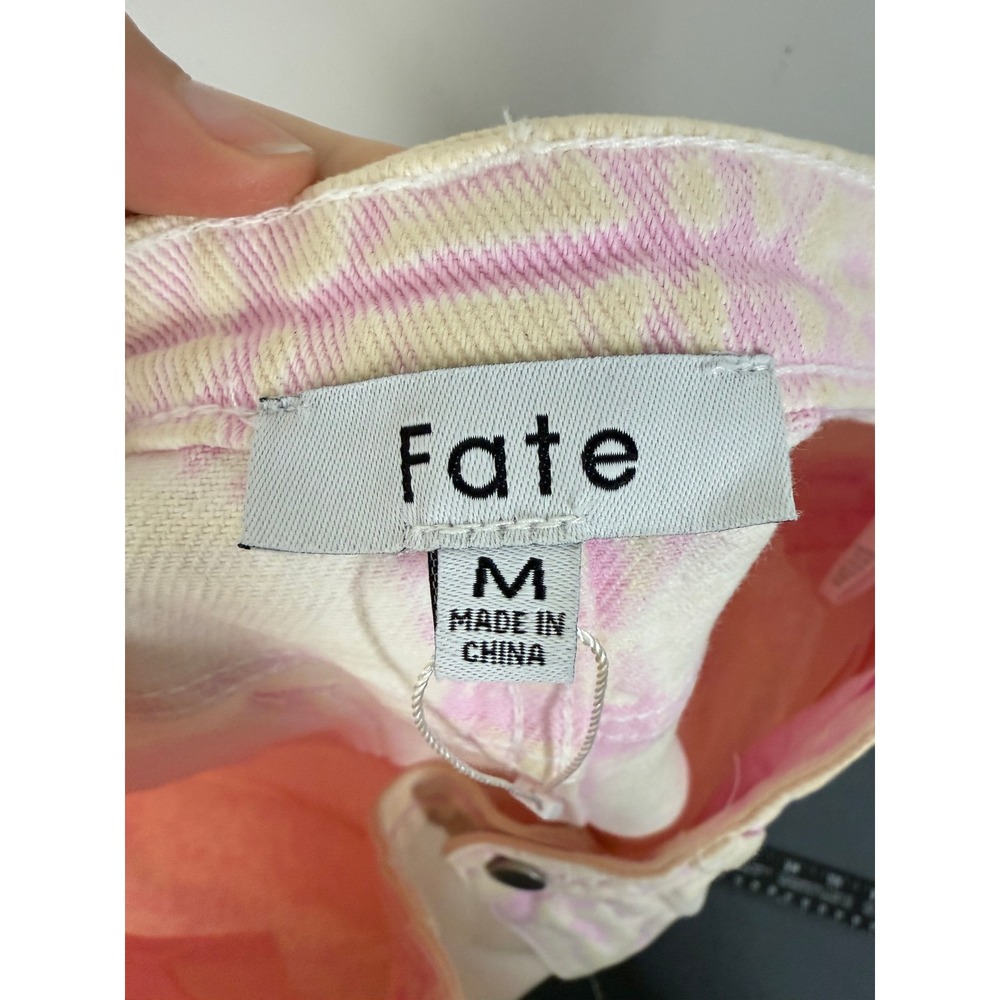 Fate Jeans Women Medium Pink Tie Dye Acid Wash Distressed Raw Hem Straight Leg - Picture 7 of 8